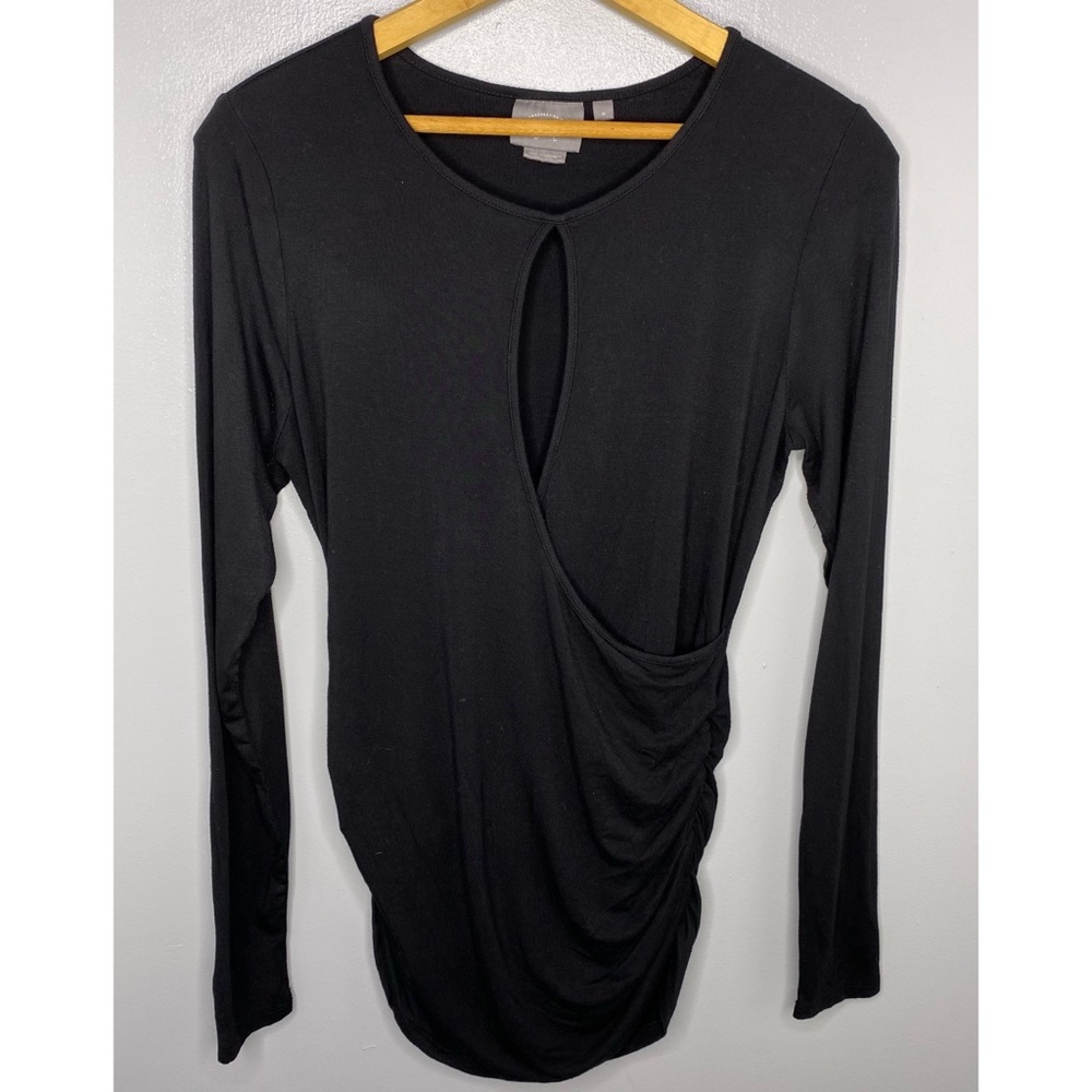 Anthropologie Keyhole Black Long Sleeve Blouse
